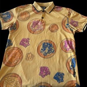 Versace Jeans Couture Gold and Blue Medusa Polo XXL